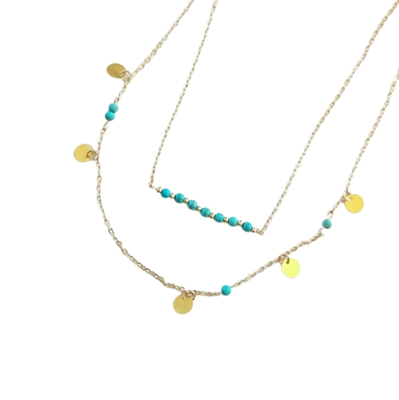 Turquoise & Gold Layered Necklace - Picture 5 of 5